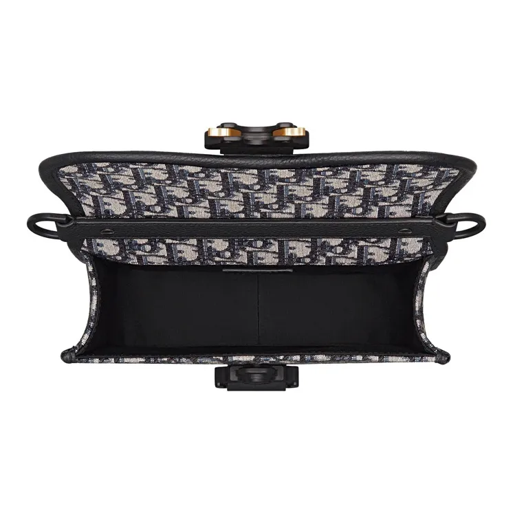 DIOR GallopOBLIQUE Jacquard Fabric Patchwork Cow Leather Messenger Bag Shoulder Bag Crossbody Bag Men's Beige & Black-4
