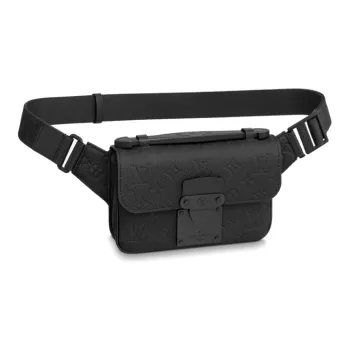 LOUIS VUITTON Cow Leather Fanny Pack, Sling Bag, Crossbody Bag Men's Black