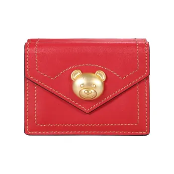 MOSCHINO Cow Leather Wallet Women's Red