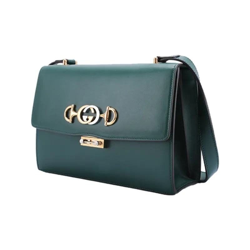 GUCCI Zumi Smooth Leather Crossbody Bag Shoulder Bag Women's Green-1
