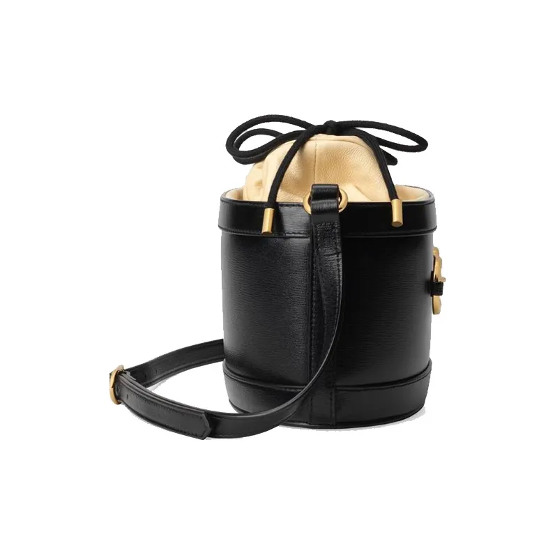GUCCI Horsebit 1955 Leather Bucket Bags Shoulder Bag Crossbody Bag Women's Black/Beige-3