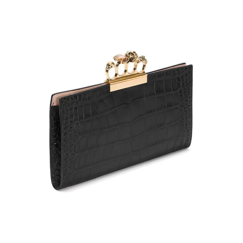 Alexander McQueen Cow Leather Purse Clutch Women's Black-3