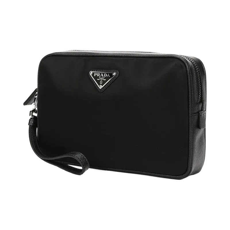 PRADA Fabric With Leather Toiletry Bags Storage Bags Clutch Regular Men's Black-1
