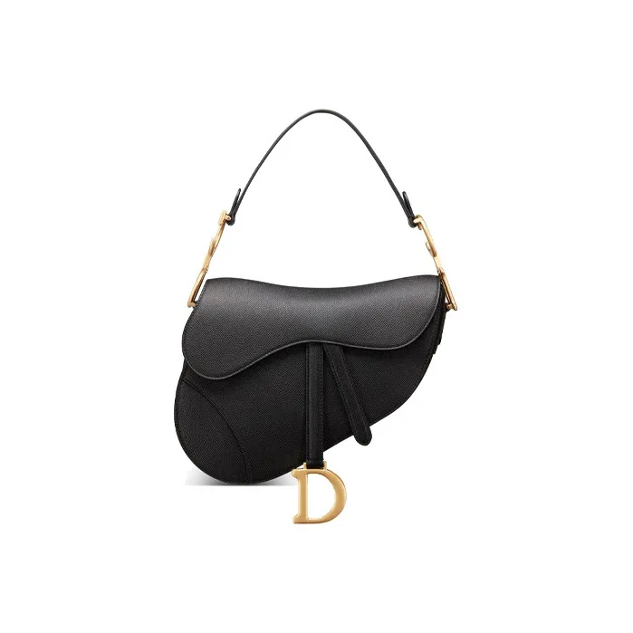 DIOR Saddle Cow Leather Saddle Bag, One Shoulder Handbag Regular Women's Black-0