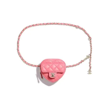 CHANEL 22SS Sheepskin Heart Bag Fanny Pack Mini Women's Pink