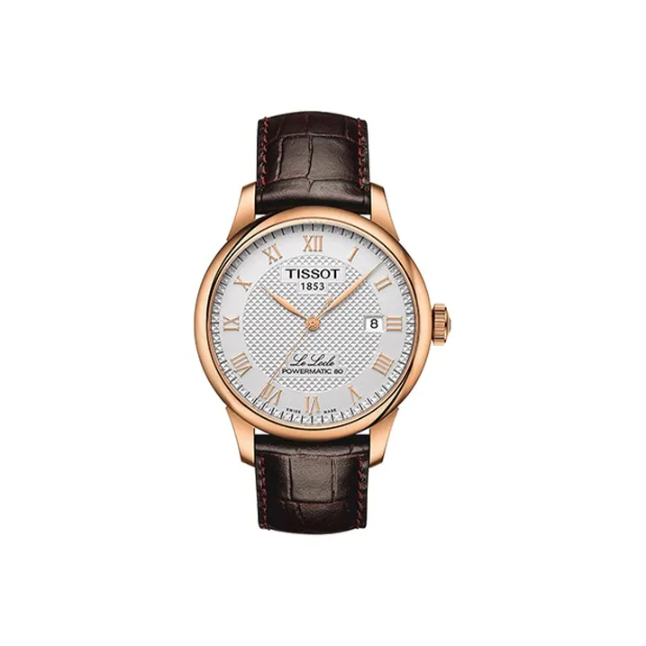 TISSOT Le Locle Collection Mechanical Movement Men's Watches Watch 39.3mm Silver Dial Steel Watch Case Leather Strap-0