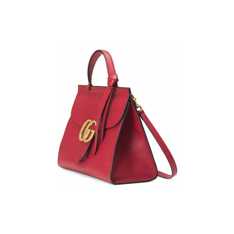 GUCCI GG Marmont Cow Leather Shoulder Bag Crossbody Bag Handbag Small Size Women's Red-1