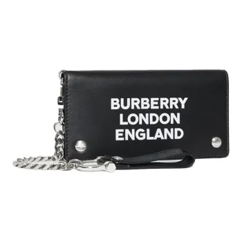 Burberry Leather Chain Bag Clutch Women's Black