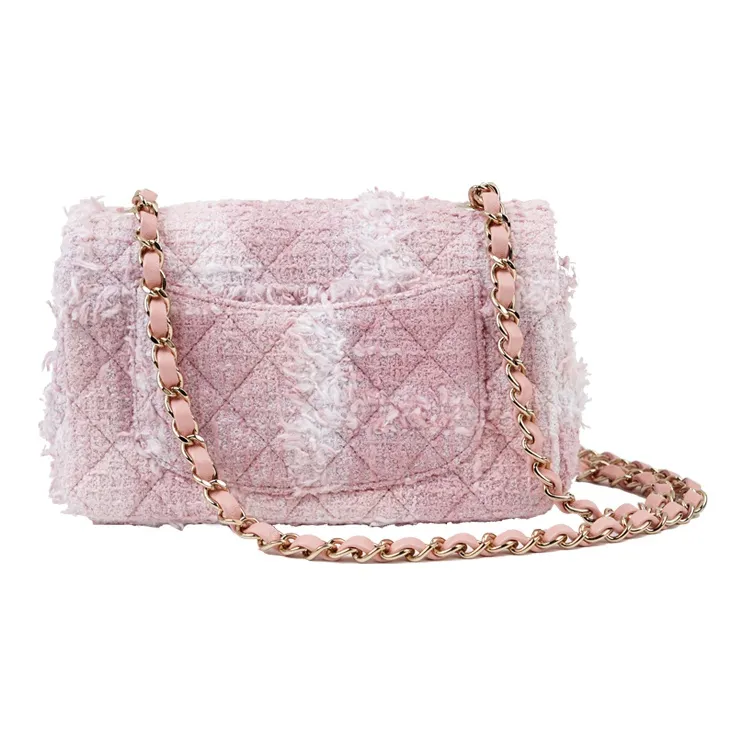 CHANEL Tweed Shoulder Bag, Crossbody Bag Mini Women's Pink-2