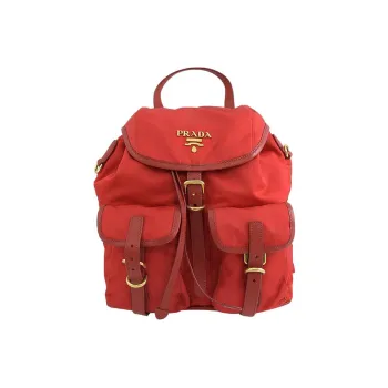 PRADA Cow Leather Parachute Backpack Women's Red