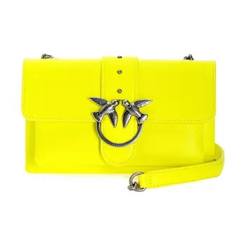 PINKO Cow Leather Shoulder Bag Women's Bright Yellow