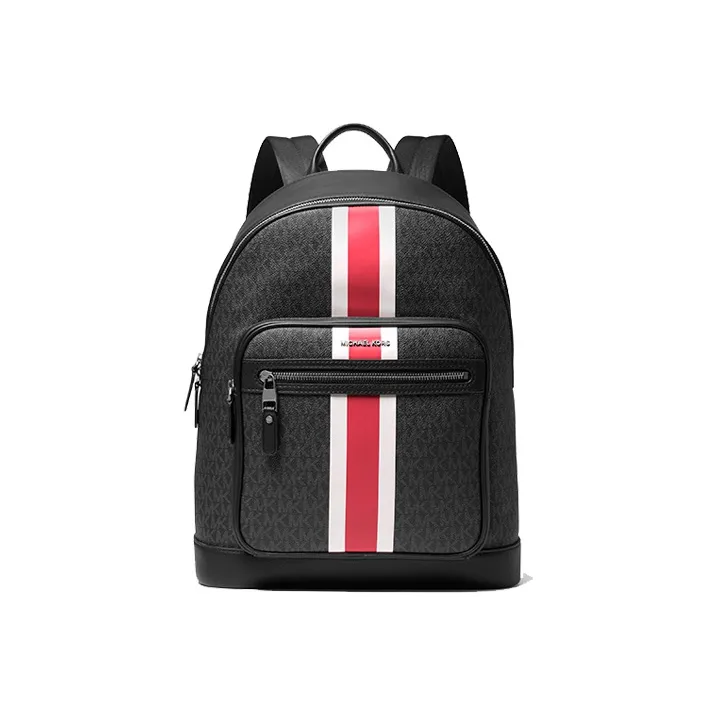 MICHAEL KORS Hudson Cow Leather Backpack Regular Men's Black & Red-4