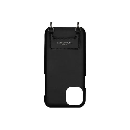 SAINT LAURENT Smooth Finish Leather Crossbody Bags Cell Phone Pouch Men's Black