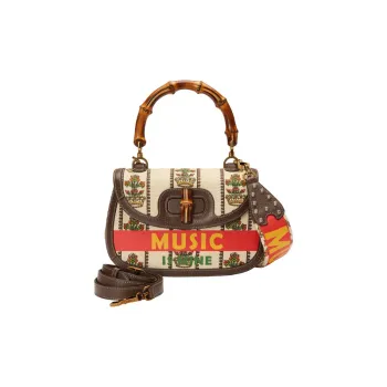 GUCCI Jacquard Fabric Shoulder Bag, Crossbody Bag, Handbag Medium Size Women's Ivory White/Brown