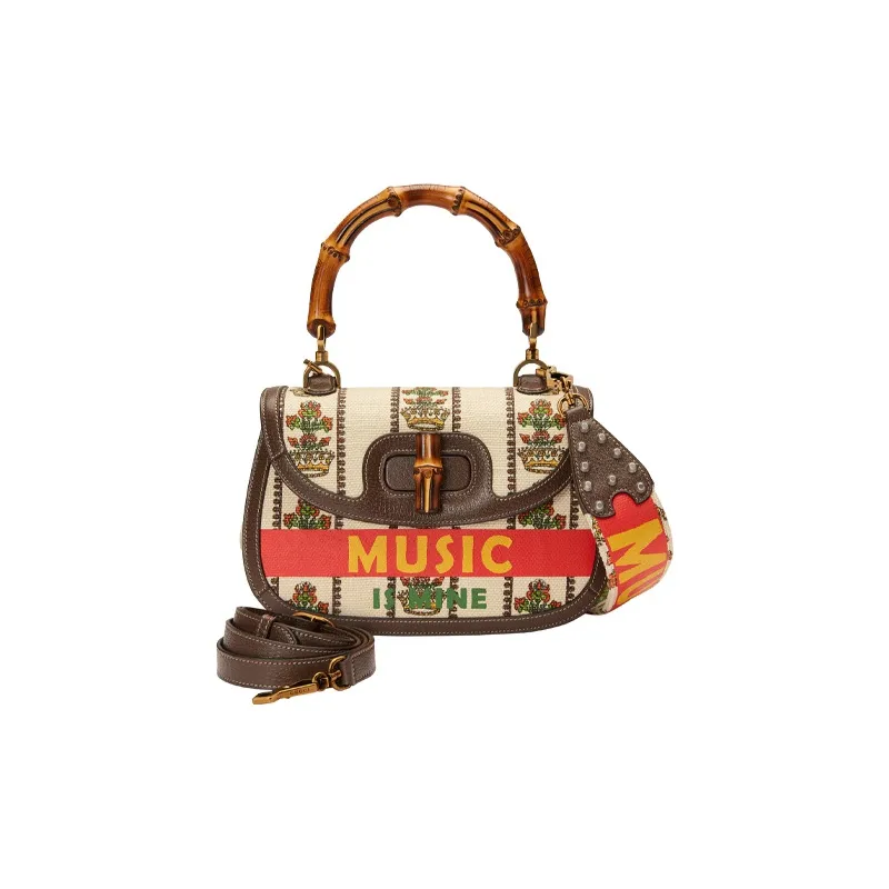 GUCCI Jacquard Fabric Shoulder Bag, Crossbody Bag, Handbag Medium Size Women's Ivory White/Brown-0