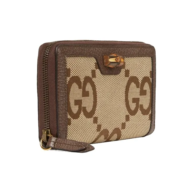 GUCCI Diana Canvas With Leather Canvas Bag Wallet Women's Ebony & Camel & Brown-1