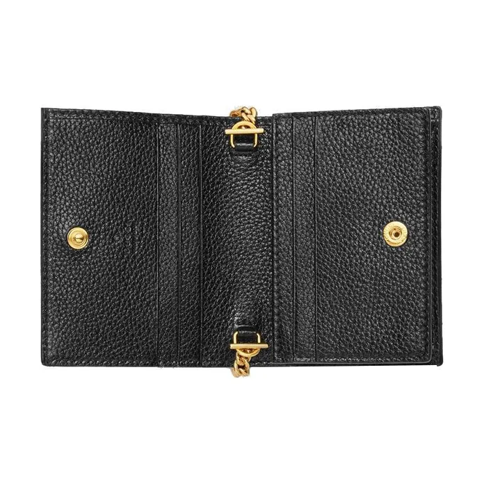 GUCCI Zumi Grain Leather Handbag Chain Wallet Card Holder Women's Black-2