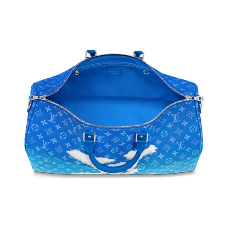 LOUIS VUITTON Keepall Bandouliere Clouds Monogram 50 Blue-4