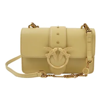 PINKO SIMPLY Cow Leather Shoulder Bag Crossbody Bag Mini Women's Yellow