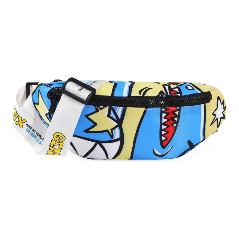 GENANX Polyamide Water Dumpling Bag, Waist Bag Medium Size Unisex Blue White-3