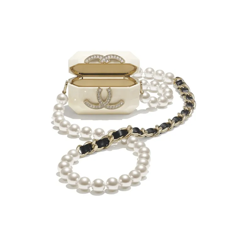 CHANEL Lambskin Earphone Case Women's White-1