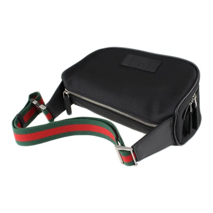 GUCCI Leather Canvas With Leather Canvas Bag, Sling Bag, Shoulder Bag, Crossbody Bag, Fanny Pack Unisex Black-2