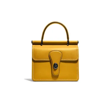 COACH Willis Cow Leather Shoulder Bag Crossbody Bag Handbag Small Size Women's Distressed Ginger Yellow