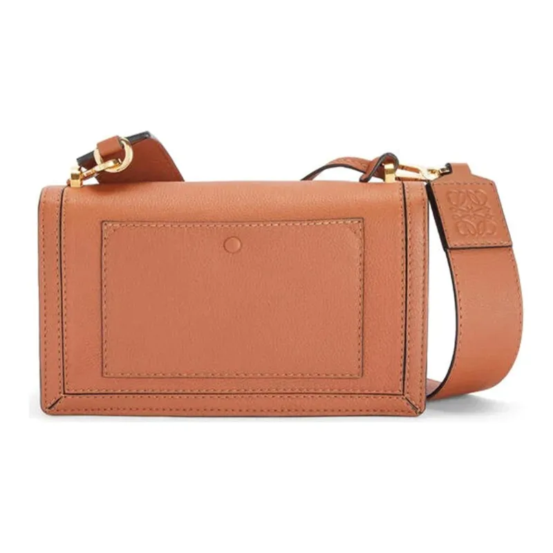 LOEWE Barcelona Soft Grained Calfskin Messenger Bag Handheld Shoulder Bag Crossbody Bag Women's Tan-3
