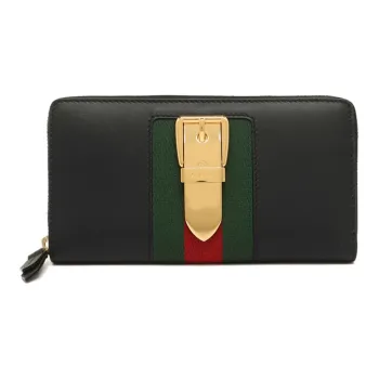 GUCCI Sylvie Leather Wallet Regular Women's Black