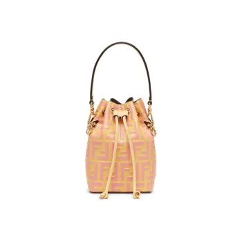FENDI Mon Tresor Calfskin Drawstring Bucket Bag Shoulder Bag Crossbody Bag Handbag Mini Women's Yellow/Pink Candy Color