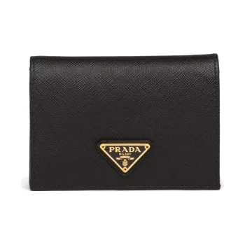 PRADA Saffiano Leather Wallet Small Size Women's Black
