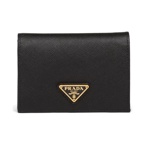 prada bag Saffiano Leather Wallet Small Size Women's Black