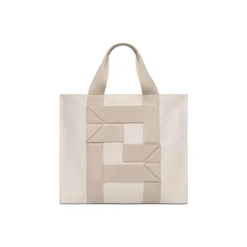 FENDI Canvas Tote Bag, Shopping Bag, Shoulder Bag, Crossbody Bag, Handbag Large Size Men's Light Gray White
