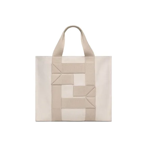 FENDI Canvas Tote Bag, Shopping Bag, Shoulder Bag, Crossbody Bag, Handbag Large Size Men's Light Gray White