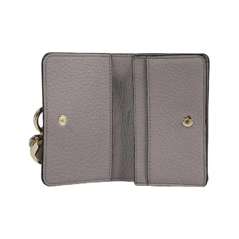 Chloe Grain Leather Coin Purse Women's Gray-2