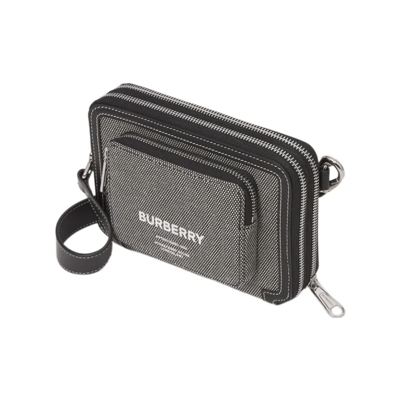 Burberry Cotton Canvas Messenger Bag Shoulder Bag Crossbody Bag Men's Gray-1