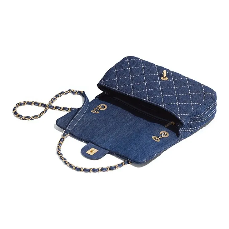 CHANEL Classic Flap CF Denim Shoulder Bag Crossbody Bag Women's Denim Blue-2