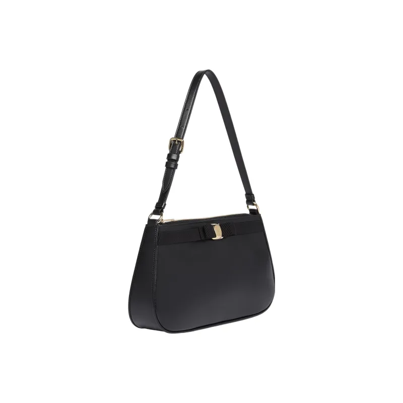 FERRAGAMO Vara Calfskin Shoulder Bag Handbag Women's Black-2