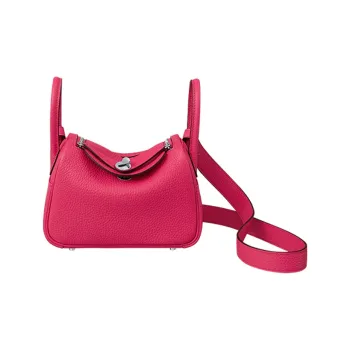HERMES Clemence Bullock Leather Handbag Shoulder Bag Crossbody Bag Mini Women's I6 Rose Extreme Extreme Pink