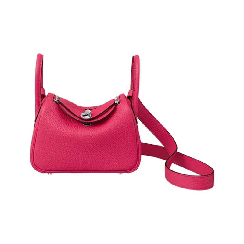 HERMES Clemence Bullock Leather Handbag Shoulder Bag Crossbody Bag Mini Women's I6 Rose Extreme Extreme Pink-0