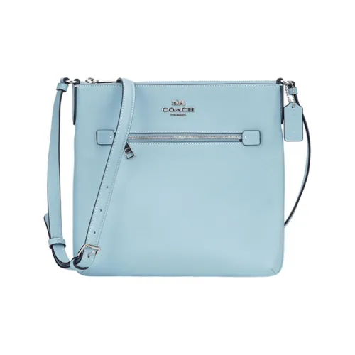 COACH Rowan Cross Stitch Leather Tissue Pack Crossbody Bag Shoulder Bag Women's Light Blue
