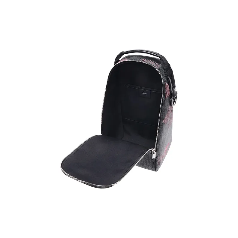 DIOR Fabric Shoulder Bag Large Size Men's Black Base Gray-5