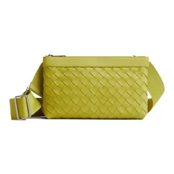 Bottega Veneta Leather Calfskin Messenger Bag, Shoulder Bag, Crossbody Bag Unisex Green