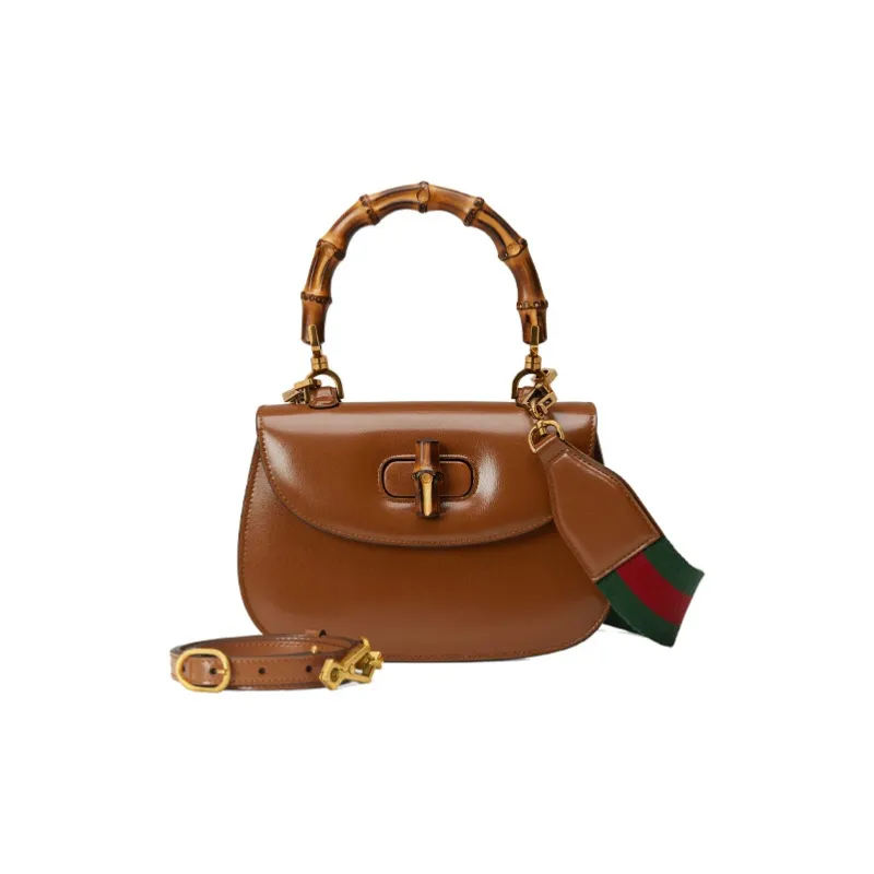 GUCCI Leather Shoulder Bag, Crossbody Bag, Handbag Trumpets Women's Brown-7
