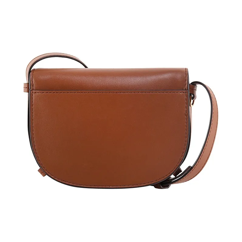MICHAEL KORS Hally Cow Leather Saddle Bag, Shoulder Bag, Crossbody Bag Women's Brown-1