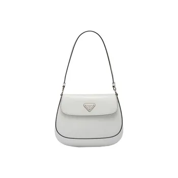 PRADA Leather Shoulder Bag Women's White