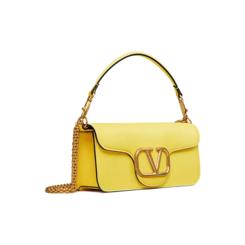 Valentino Locò Calfskin Baguette Bag Crossbody Bags Handbags Small Size Women's Yellow-1