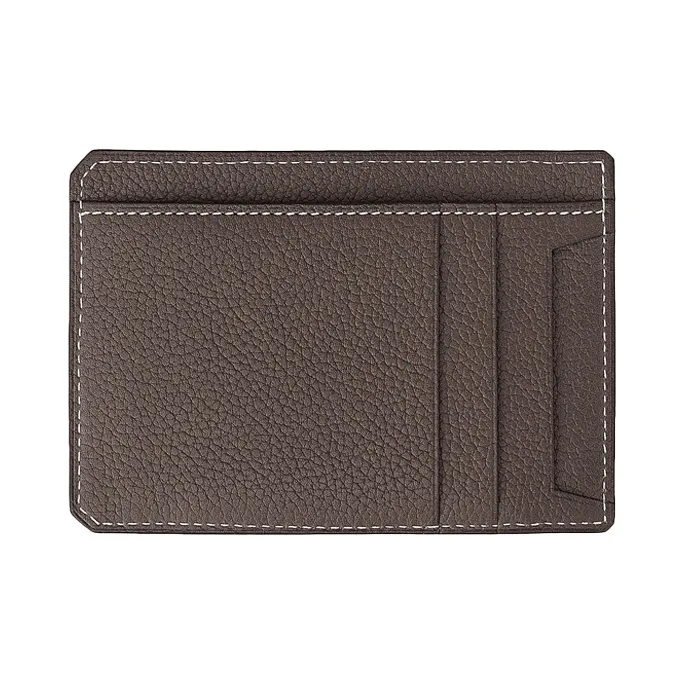 HERMES Faubourg Calfskin Card Holder Unisex Ebony-1