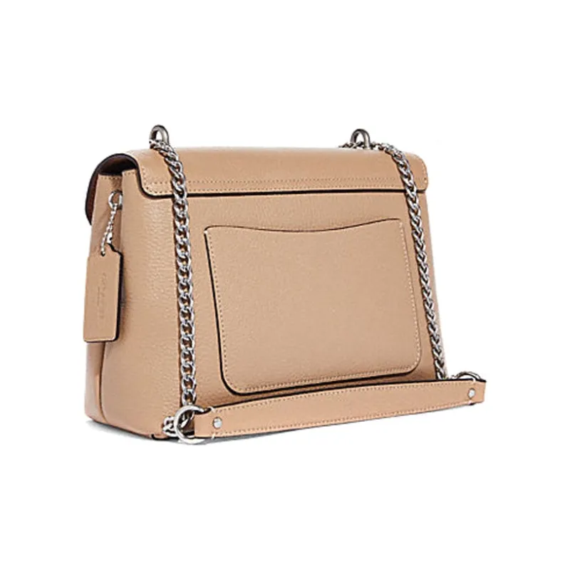 COACH Polished Leather Convertible Crossbody Bag Medium Size Women's Milk Tea-1