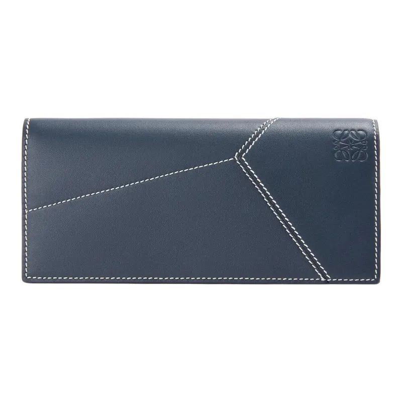 LOEWE Puzzle Smooth Cow Leather Wallet Men's Blue-0
